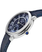 GV2 by Gevril Women's Rome Swiss Quartz Blue Leather Watch 36mm