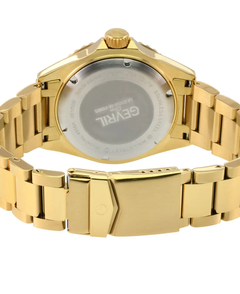 Gevril Men's Wall Street Swiss Automatic Gold-Tone Stainless Steel Watch 43mm