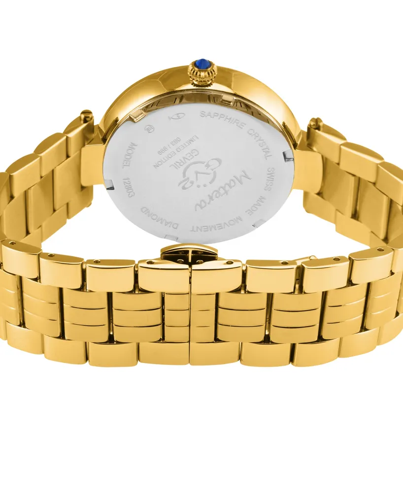 GV2 by Gevril Women's Matera Swiss Quartz Gold-Tone Stainless Steel Watch 35mm