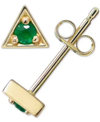 Anzie Emerald Triangle Stud Earrings 14k Gold (Also Turquoise, Australian Opal, & Sapphire)
