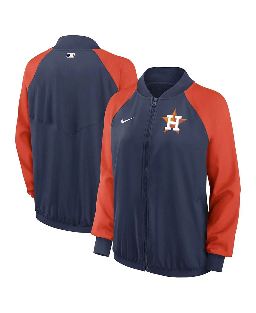 Women's Nike Navy Houston Astros Authentic Collection Team Raglan Performance Full-Zip Jacket