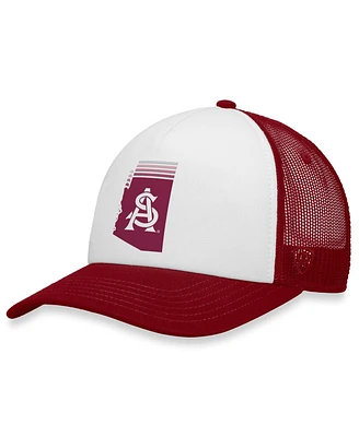 Men's Top of the World White, Maroon Arizona State Sun Devils Tone Down Trucker Snapback Hat