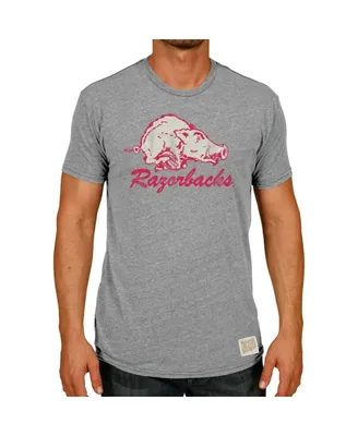 Men's Original Retro Brand Heather Gray Arkansas Razorbacks Vintage-Like Hog Tri-Blend T-shirt