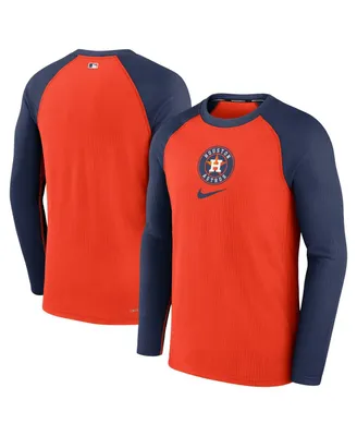 Men's Nike Orange Houston Astros Authentic Collection Game Raglan Performance Long Sleeve T-shirt