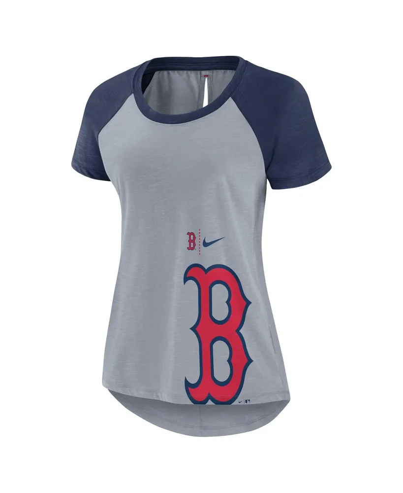 Women's Nike Heather Gray Boston Red Sox Summer Breeze Raglan Fashion T-shirt