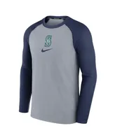 Men's Nike Gray Seattle Mariners Authentic Collection Game Raglan Performance Long Sleeve T-shirt