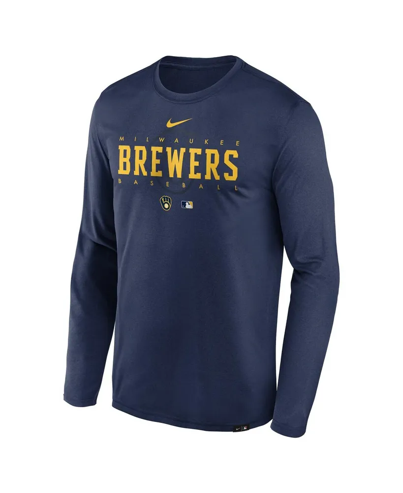 Men's Nike Navy Milwaukee Brewers Authentic Collection Team Logo Legend Performance Long Sleeve T-shirt