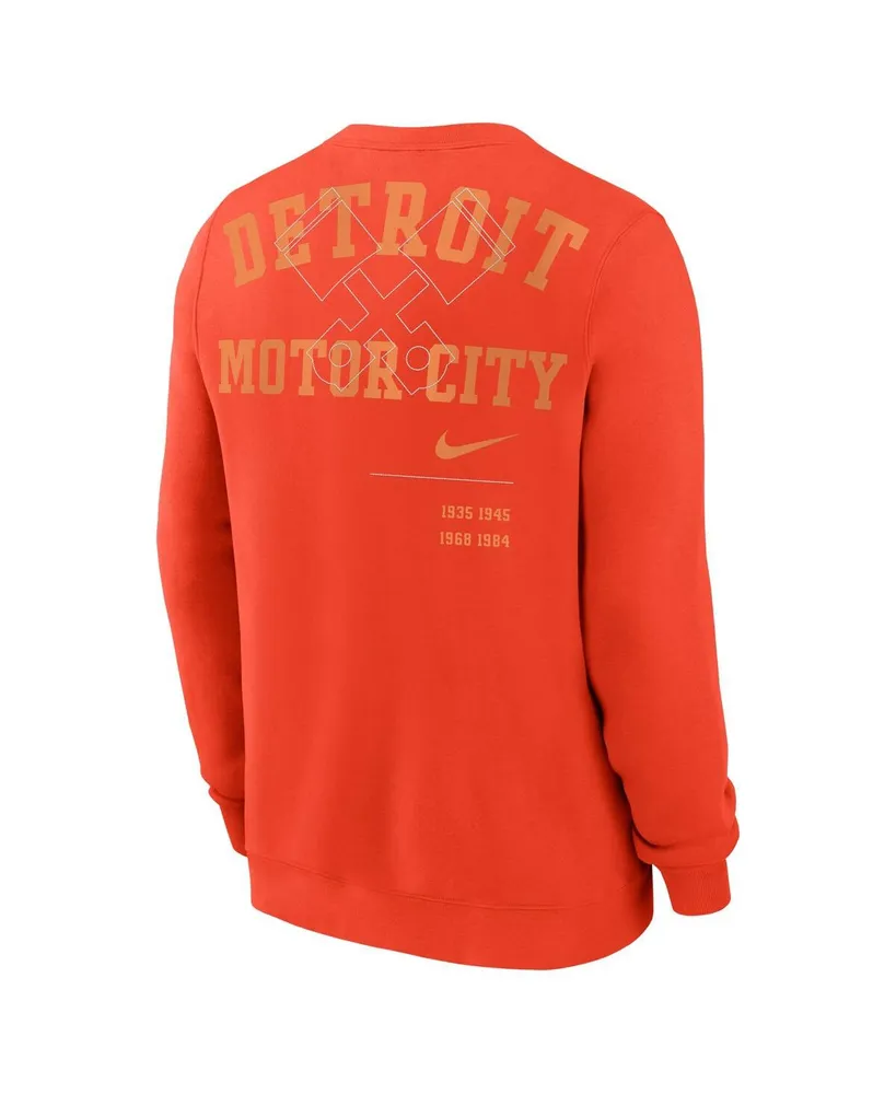 Men's Nike Orange Detroit Tigers Statement Ball Game Fleece Pullover Sweatshirt
