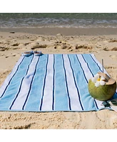 Aston and Arden Oversized Extra Thick Luxury Beach Towel (35x70 in., 600 Gsm), Pinstriped, Soft Ringspun Cotton Resort