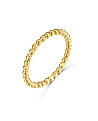 Rachel Glauber Ra 14k Yellow Gold Plated Beaded Stacking Ring Wedding Band