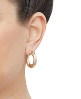 Italian Gold Twist Hoop Earrings in 14k Gold, 1 inch