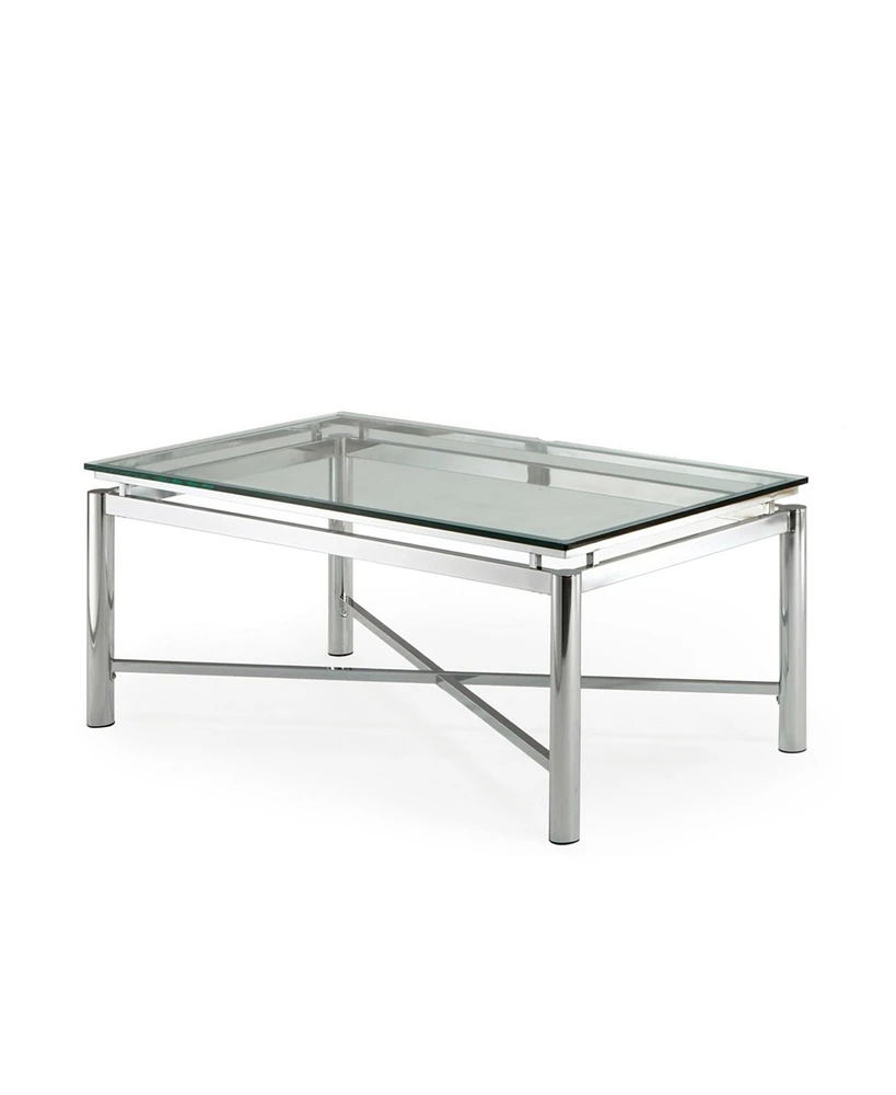 Steve Silver Nova 48" Glass and Chrome Cocktail Table