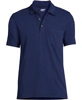 Lands' End Men's Short Sleeve Slub Pocket Polo Shirt