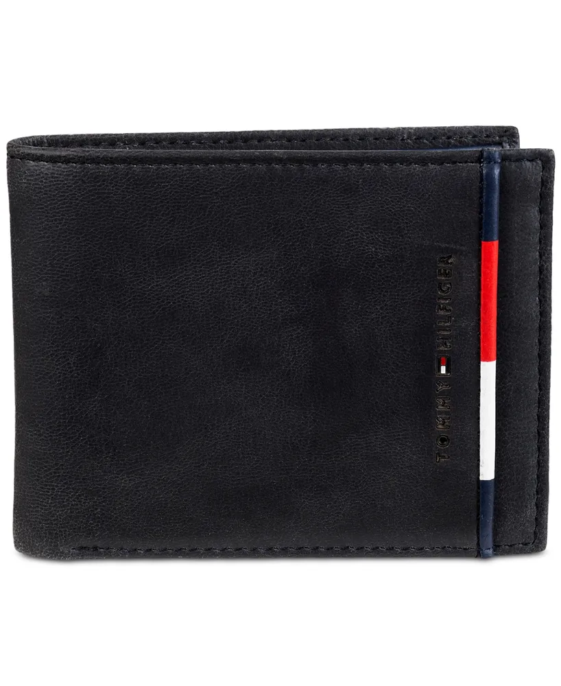 Tommy Hilfiger Men's Rfid Traveler Signature Leather Wallet