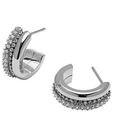 Olivia Burton Silver-Tone Crystal Hoop Earrings - Silver