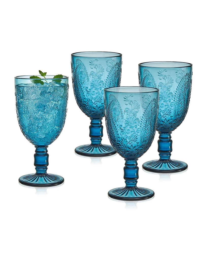 Fitz and Floyd Maddi 10-oz Goblet Glasses 4-Piece Set