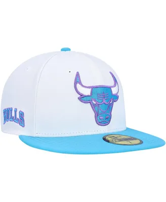 Men's New Era White Chicago Bulls Vice Blue Side Patch 59FIFTY Fitted Hat