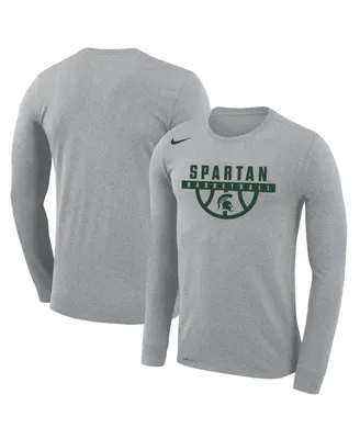 Men's Nike Gray Michigan State Spartans Basketball Drop Legend Long Sleeve Performance T-shirt