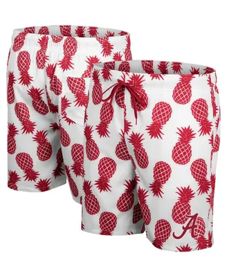 Men's Colosseum White, Crimson Alabama Tide Pineapple Swim Shorts