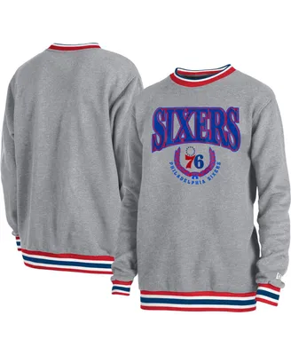 Men's and Women's New Era Gray Philadelphia 76Ers Vintage-Like Throwback Crew Sweatshirt