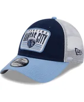 Men's New Era Navy, Light Blue Sporting Kansas City Patch 9Forty Trucker Snapback Hat