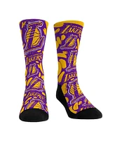 Men's and Women's Rock 'Em Socks Los Angeles Lakers Allover Logo Paint Crew