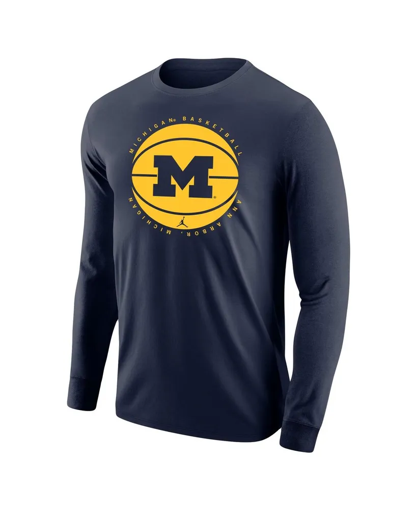 Men's Jordan Navy Michigan Wolverines Basketball Long Sleeve T-shirt