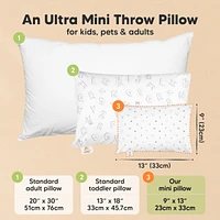 Mini Toddler Pillow and Pillowcase for Crib, 9x13 Small Toddler, Kids Travel