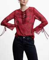 Mango Women's Bow Paisley Blouse