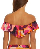 Trina Turk Women's Fan Faire Ruffled Bandeau Bikini Top