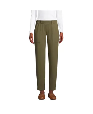 Lands' End Women's Tall Starfish Mid Rise Elastic Waist Pull On Utility Ankle Pants