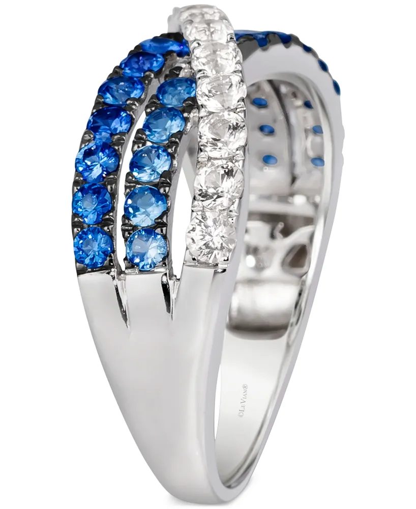 Le Vian Denim Ombre (3/4 ct. t.w.) & White Sapphire (5/8 ct. t.w.) Crossover Ring in 14k White Gold