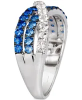 Le Vian Denim Ombre (3/4 ct. t.w.) & White Sapphire (5/8 ct. t.w.) Crossover Ring in 14k White Gold