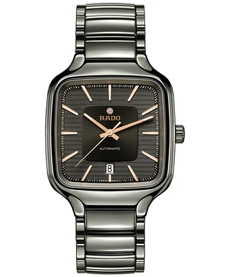 Rado Unisex Swiss Automatic True Square Gray High-Tech Ceramic Bracelet Watch 38mm