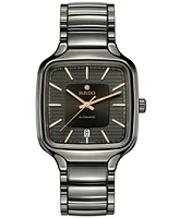 Rado Unisex Swiss Automatic True Square Gray High-Tech Ceramic Bracelet Watch 38mm