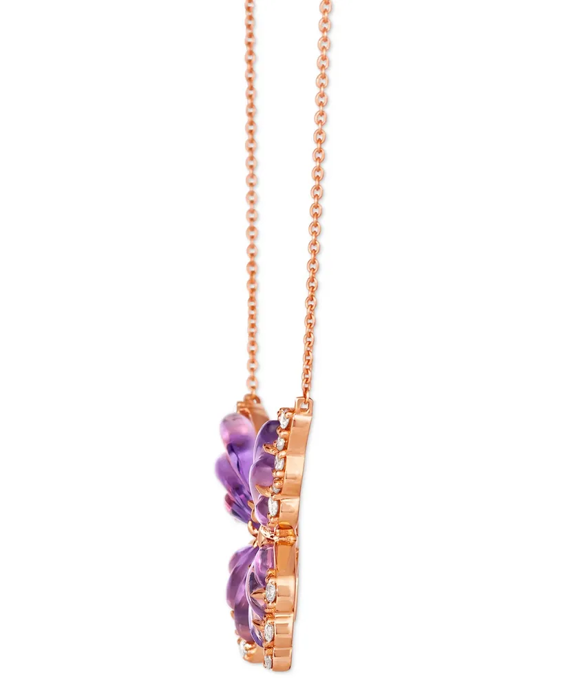 Le Vian Grape Amethyst (2-7/8 ct. t.w.) & Diamond (1/4 ct. t.w.) Butterfly Pendant Necklace in 14k Rose Gold, 18" + 2" extender