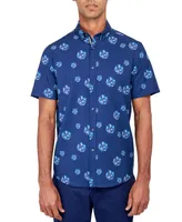 Society of Threads Men's Regular-Fit Non-Iron Performance Stretch Floral Circle-Print Button-Down Shirt