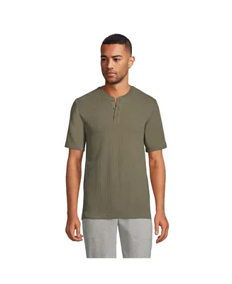 Lands' End Men's Tall Waffle Short Sleeve Pajama Henley T-Shirt