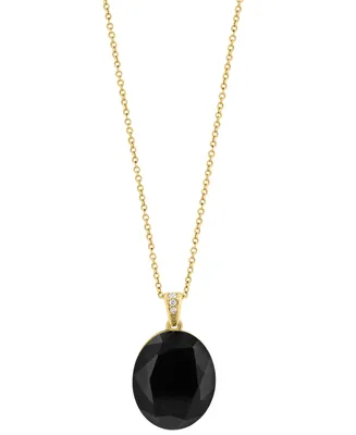 Effy Onyx & Diamond Accent Oval 18" Pendant Necklace in 14k Gold