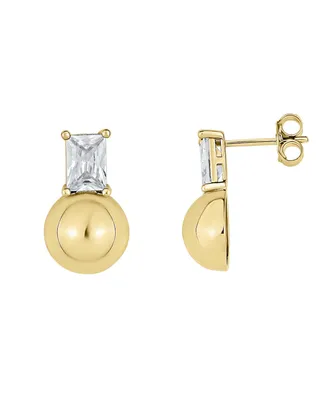And Now This Cubic Zirconia 18K Gold Plated Post Earring