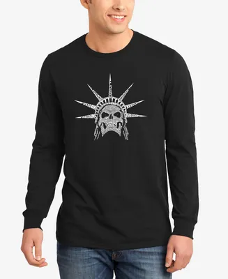 La Pop Art Men's Freedom Skull Word Long Sleeve T-shirt