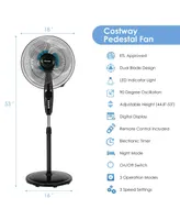Costway 16'' Adjustable Oscillating Pedestal Fan Dual Blades w/Remote Control