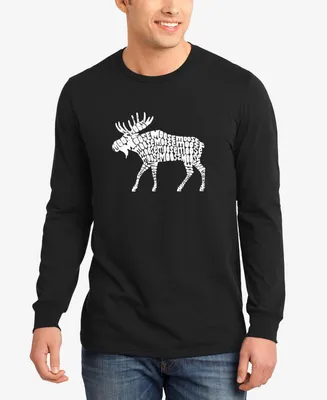 La Pop Art Men's Moose Word Long Sleeve T-shirt