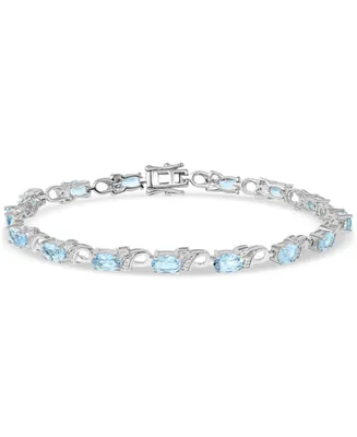 Aquamarine (5 ct. tw.) & Diamond (1/20 ct. t.w.) Link Bracelet in Sterling Silver