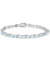 Aquamarine (5 ct. tw.) & Diamond (1/20 ct. t.w.) Link Bracelet in Sterling Silver