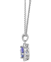 Tanzanite (3/4 ct. t.w.) & Diamond (1/8 ct. t.w.) Pendant Necklace in 14K White Gold, 16" + 2" extender