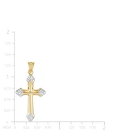 Polished Cross Pendant in 14k Two-Tone Gold