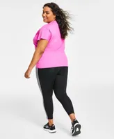 Adidas Plus Size Train Essentials V Neck T Shirt 3 Stripes Leggings
