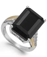 Onyx (10-1/2 ct. t.w.) and Diamond Accent Ring Sterling Silver 14k Gold