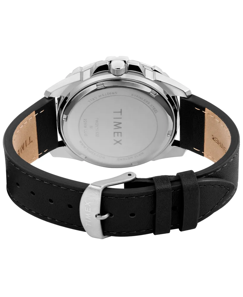 Timex Men's Quartz Analog Premium Dress Leather Watch 44mm
